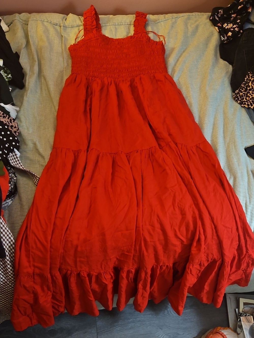 H&M Red Maxi Sundress with Ruffled Straps